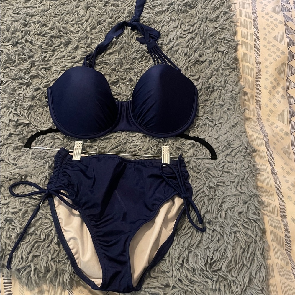 VENUS Deep Blue Bikini Halter Top and High Waisted bottoms